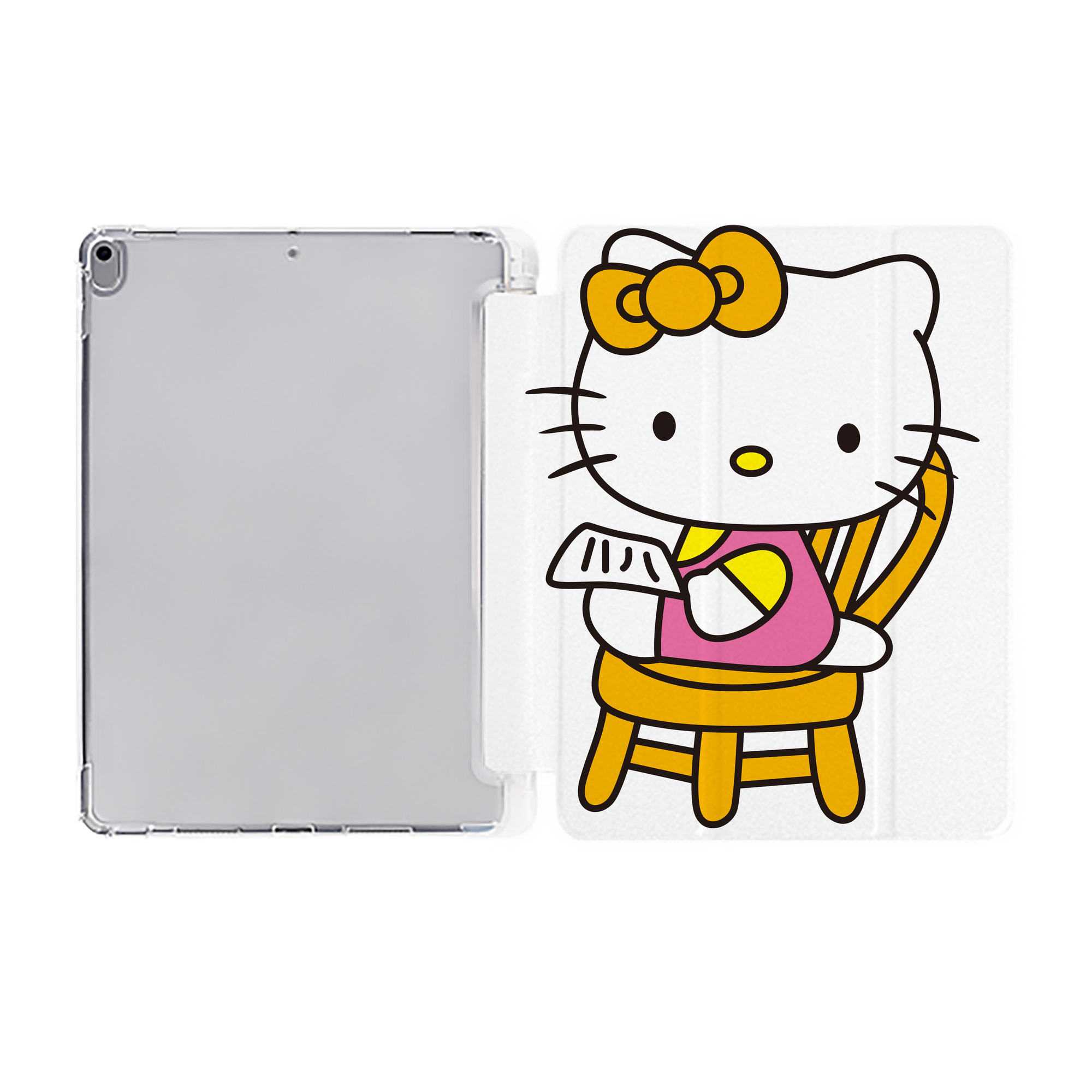 （画像用） Hello Kitty ハローキティ IPad ケース ペン収納付き 三つ折りスタンド PUレザー×シリコン 対応機種9.5/10.5/10.9インチ